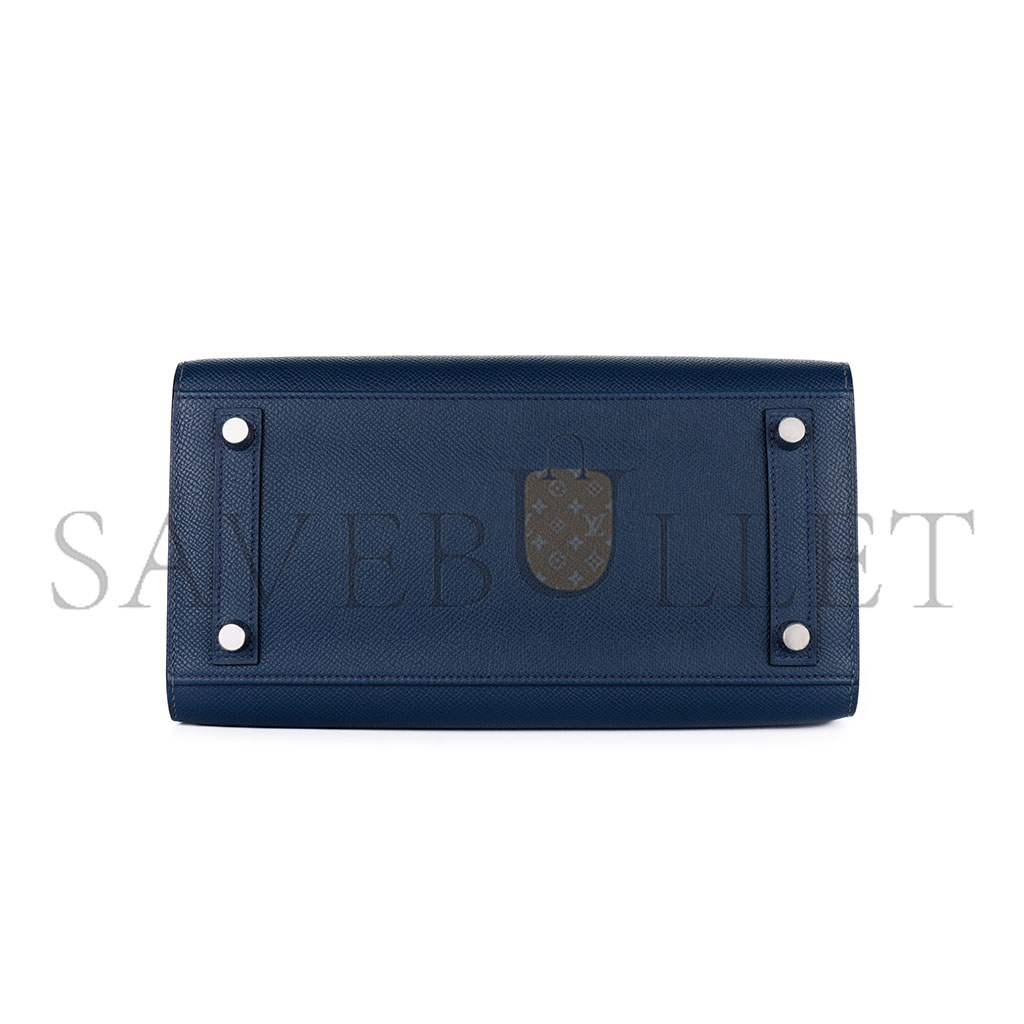 H**mes birkin 25 epsom leather royal blue silver buckle bag 1274381 (25*20*13cm)